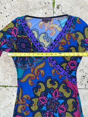 Hale Bob Dress Rich Deep Colorful 3/4 Sleeve, Size Small. Classy Gypsy colors